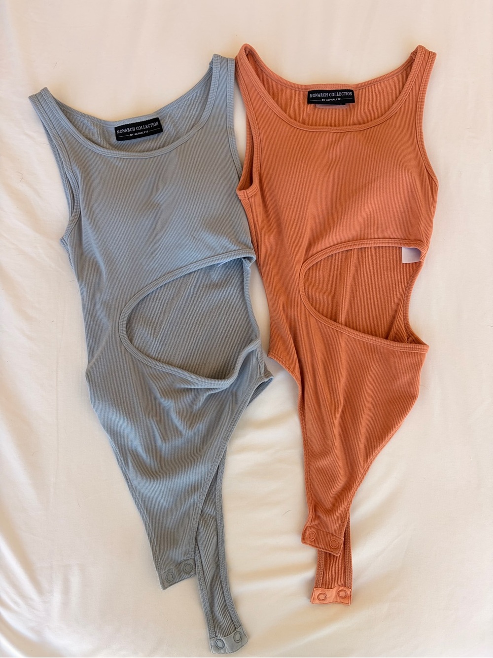 Alphalete Bra-Free Ribbed Cutout Bodysuit Bundle